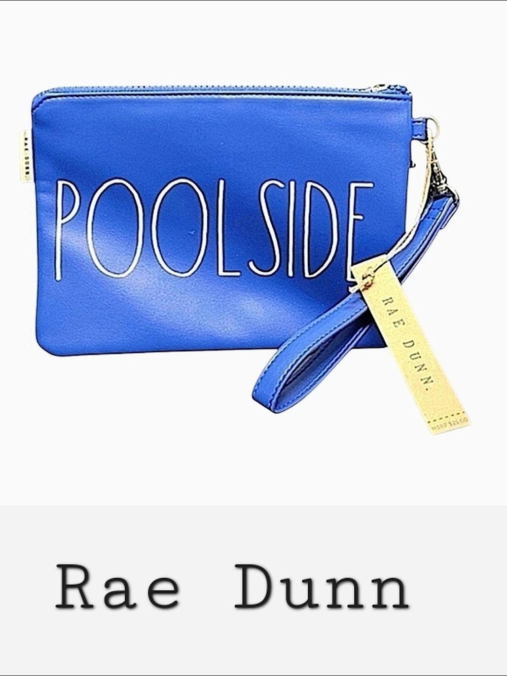 Rae Dunn Poolside. Blue Striped Wristlet 9" X 6"